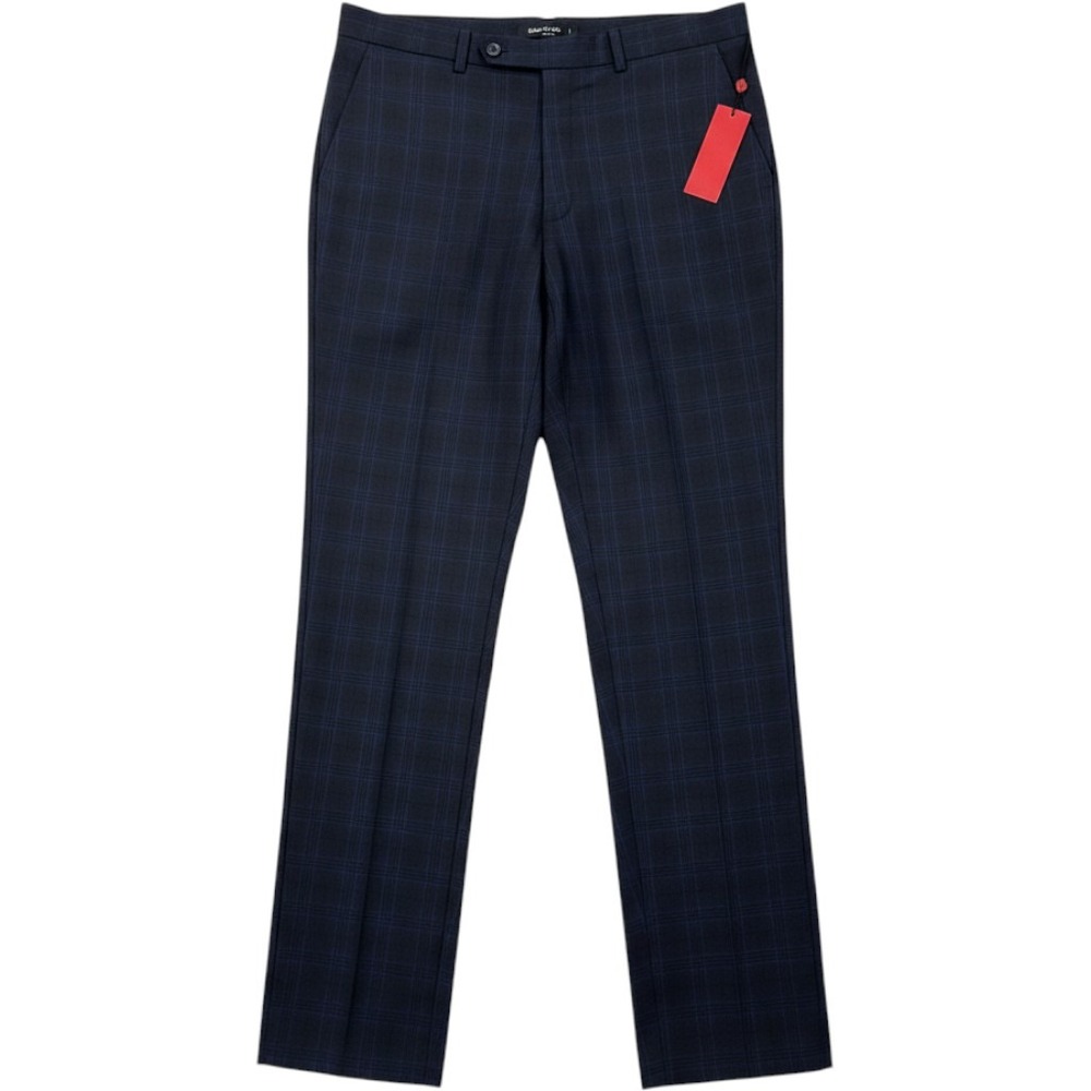 John Varvatos USA Plaid Dress Pants Mens 36W Navy Blue Slim Fit PRTOPV1V0054